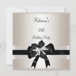 Invitación Arco Negro Blanco Cumpleaños 21 Silver Sepia