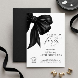 Invitación Arco negro y blanco moderno Cumpleaños 40 