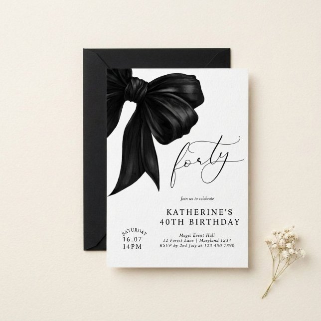 Invitación Arco negro y blanco moderno Cumpleaños 40  (Subido por el creador)
