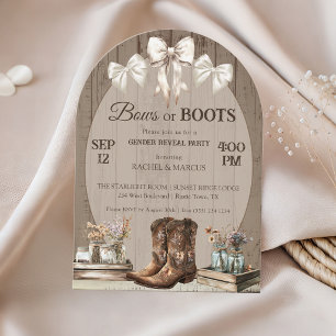 Invitación Arco o Botas rústico boho Fiesta de revelación de