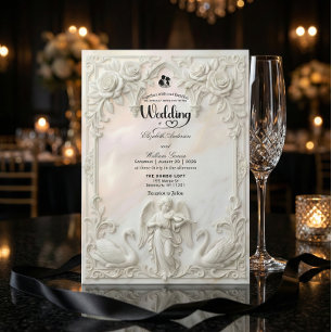 Invitación Arco ornamentado barroco rococó y boda de querubín