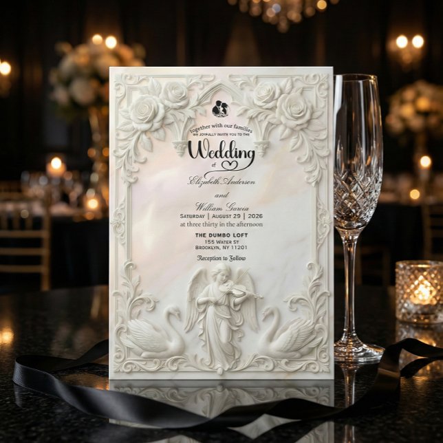 Invitación Arco ornamentado barroco rococó y boda de querubín (Subido por el creador)
