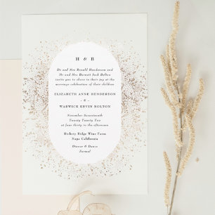 Invitación Arco ovalado monograma moderno de crema beige dora