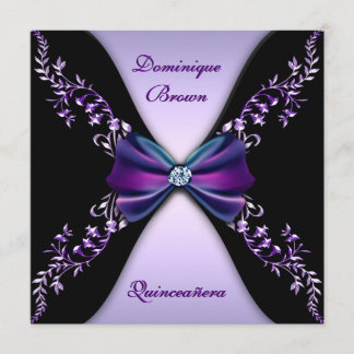 Invitación Arco púrpura elegante Quinceanera del diamante