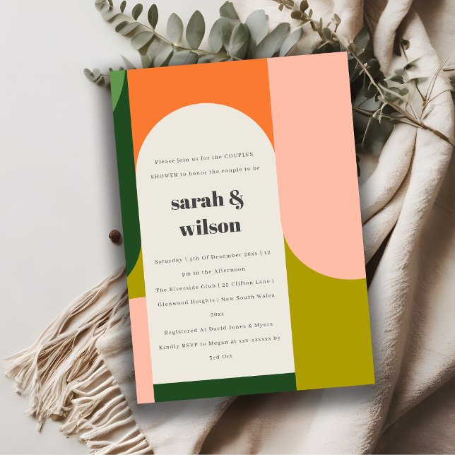 Invitación Arco retro Groovy colorido Resumen Ducha Parejas (Subido por el creador)