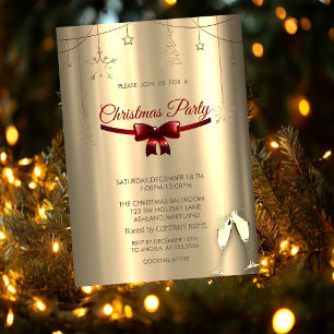 Invitación Arco Rojo, Adornos de Oro Company Christmas