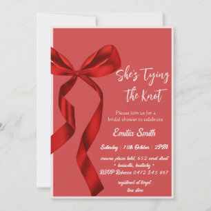 Invitación Arco rojo atando el nudo de la ducha de novia