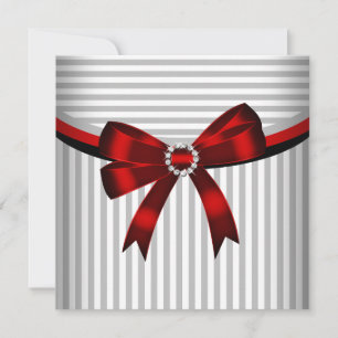 Invitación Arco Rojo Gris Negro Blanco Raya Fiesta de Cumplea