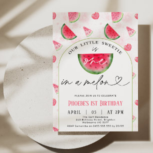 Invitación Arco Rojo Moderno Uno En Un Melón Primer Cumpleaño