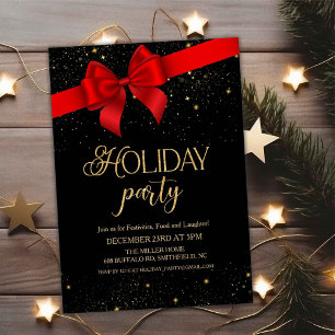 Invitación Arco Rojo Negro y Dorado Brillante Fiesta