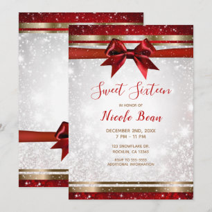 Invitación Arco Rojo y Dorado Blanco Brillo Navideño Dulces 1
