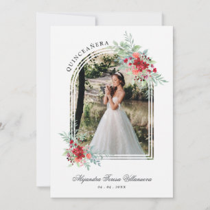 Invitación Arco romántico Español de Quinceañera Foto Floral