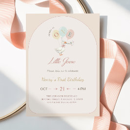 Invitación Arco Rosa Arco Uno Ganso Cumpleaños número 1