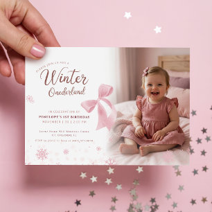Invitación Arco Rosa de Invierno Chica de Onederland Foto Cum