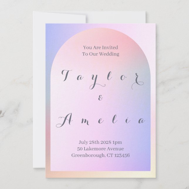 Invitación Arco rosa Lilac Ombre boda (Anverso)