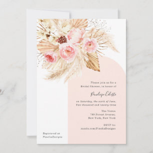 Invitación Arco Rosa Moderno Boho Floral Pampas Ducha Bridal
