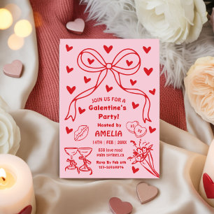 Invitación Arco Rosa Rojo Fiesta Galentine, Noche de San Vale