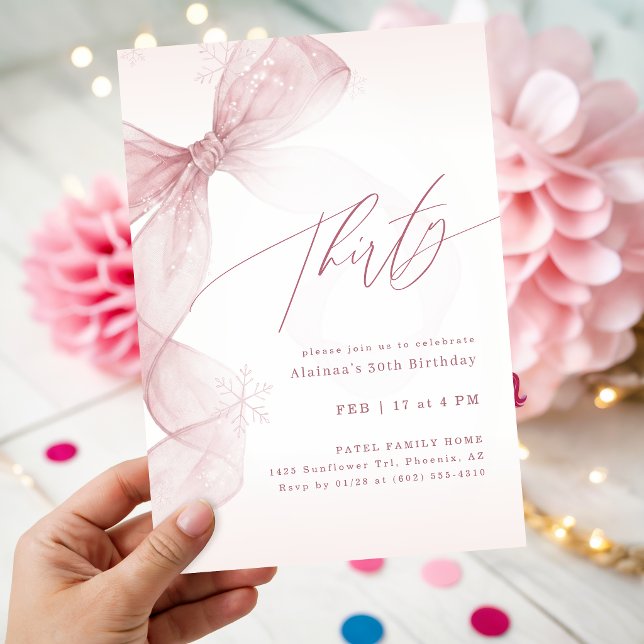 Invitación Arco Rosa Sonrojado Cumpleaños Invierno Chicas Tre (Subido por el creador)