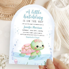 Invitación Arco rosado de Baby Shower Chica de Hatchling de T