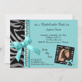 Invitación Arco verde azulado con las perlas y las rayas de