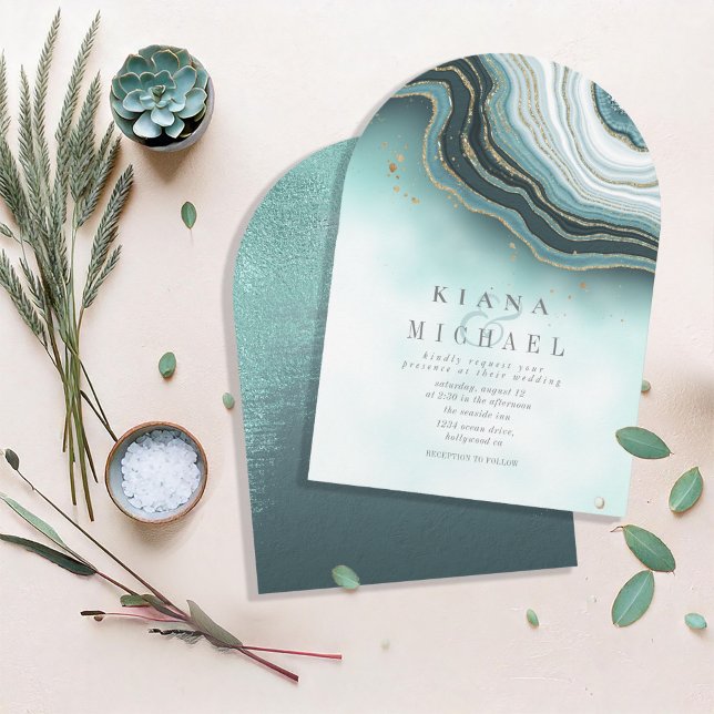 Invitación Arco Verde azulado Crystal Agate Boda ID825 (Subido por el creador)