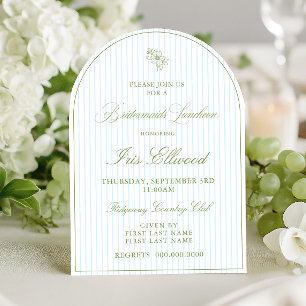 Invitación Arco Verde Sage y Azul Claro Almuerzo de Damas de