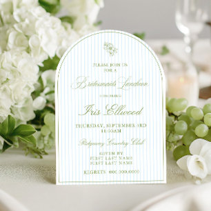 Invitación Arco Verde Sage y Azul Claro Almuerzo de Damas de