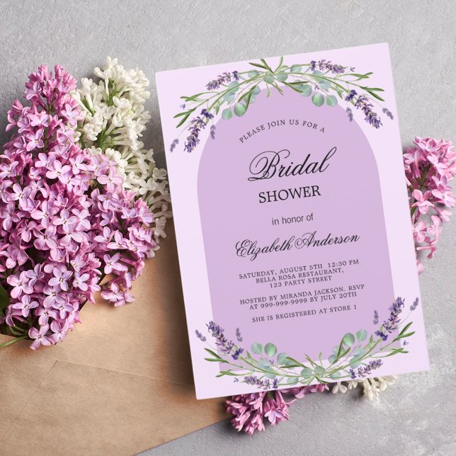 Invitación Arco violeta rosa de Lavender, ducha de novia (Subido por el creador)