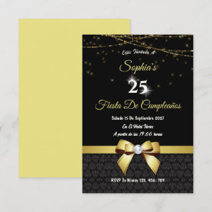 Invitación Arco Y Luces Con Gemas Doradas