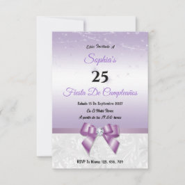 Invitación Arco Y Luces Con Gemas Lila 