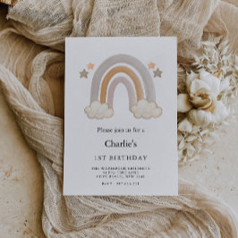 Invitación Arcoiris 1 cumpleaños,