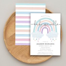 Invitación Arcoiris acuarela de color pastel de rociar bebé