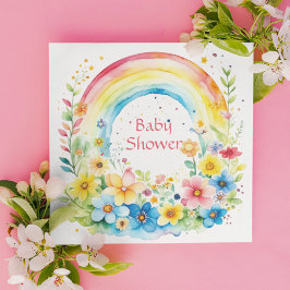 Invitación Arcoiris acuático y Chica de flores Baby Shower