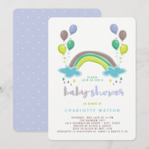 Arcoiris azul y globos Whimsical Boy Baby Shower