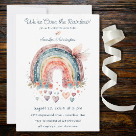 Invitación Arcoiris bohemio con corazón en Baby Shower