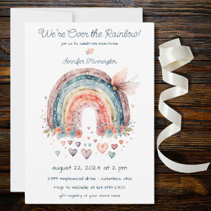Invitación Arcoiris bohemio con corazón en Baby Shower