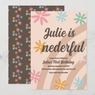 Invitación Arcoíris Bohemio Primer Cumpleaños Onederful Terro