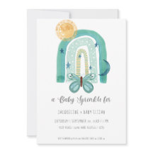 Arcoiris Boho acuarela moderna Verde azulada luna 