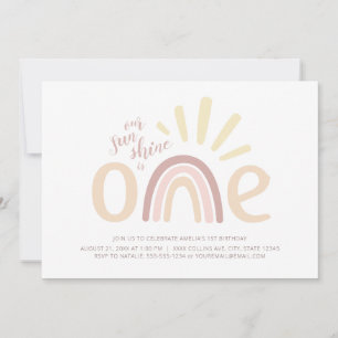 Invitación Arcoiris boho y sol primer cumpleaños