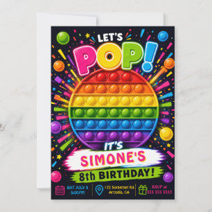 Invitación Arcoíris Brillante Juguete Divertido Pop It Cumple