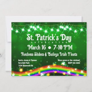 Invitación Arcoiris brillante, oro, piedras preciosas