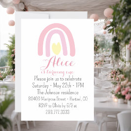 Invitación Arcoiris color de agua rosa amarillo Fiesta de cum