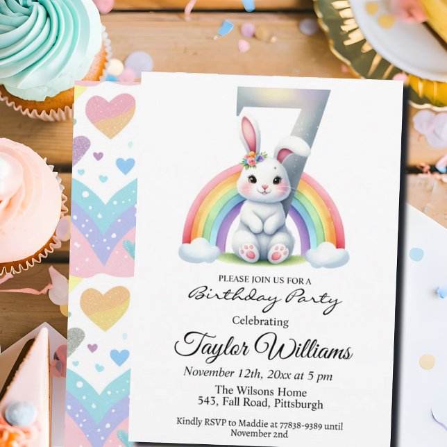Invitación Arcoiris colorido y fiesta de cumpleaños 7 (Subido por el creador)