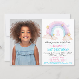 Invitación Arcoiris con tu cumpleaños fotográfico