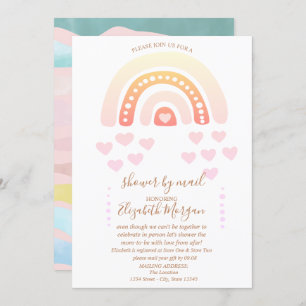 Invitación Arcoiris, Corazones, Stripe Baby Shower Virtual Po
