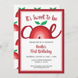 Invitación Arcoiris de Apple, dulce de ser uno, primer cumple