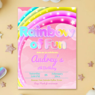 Invitación Arcoiris de diversión - Chica Cumpleaños