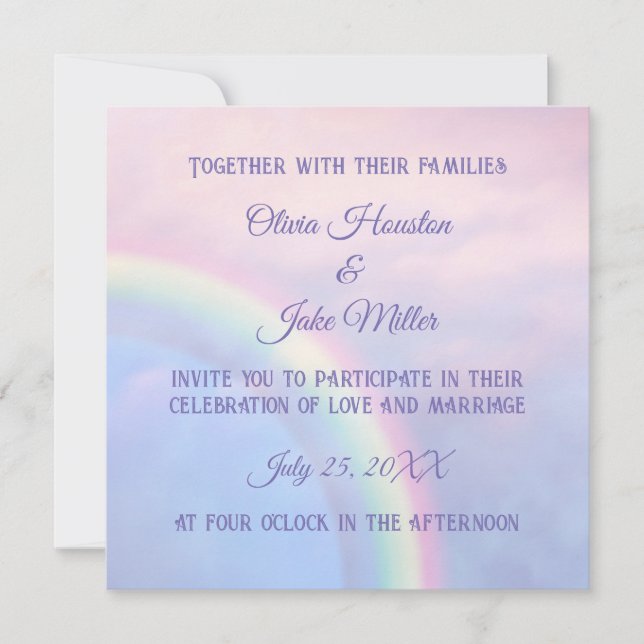 Invitación Arcoiris de esperanza - pastel, (Anverso)