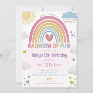 Invitación Arcoiris de fiesta de cumpleaños divertida invitan