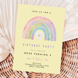 Invitación Arcoiris De La Divertida Fiesta De Cumpleaños
